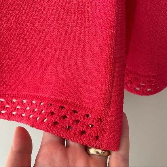 ST.JOHN for Holt Renfrew Coral Red Tie Front Cardigan Santana Knit Size 14